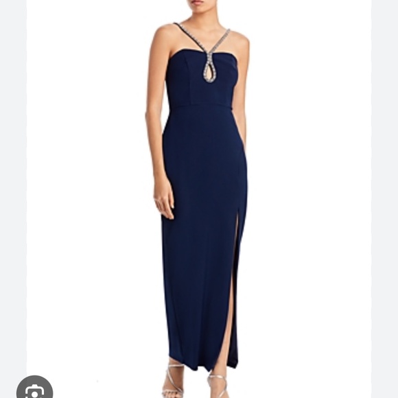 Aqua Scuba Embellished Chain Strap Gown, size 0 - brand new with tag! - Picture 1 of 10